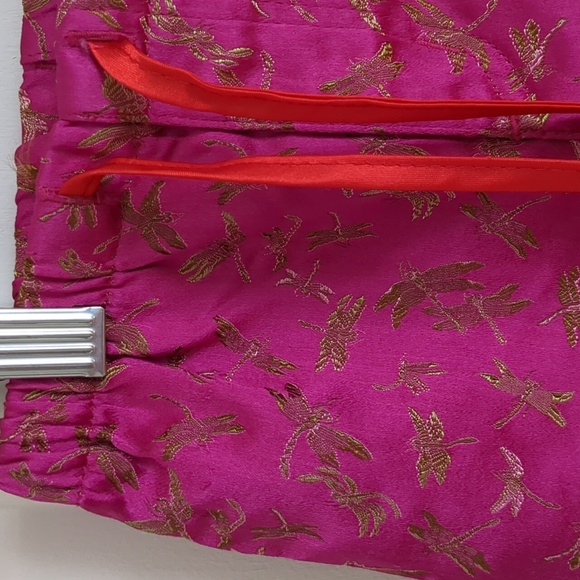 18M Mimi & Maggie Pink Red Gold Pants Shiny Dragonfly Drawstring Bottoms - Picture 3 of 12